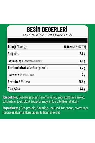 Fibrelle Bezelye Protein Çikolata Aromalı 400 G