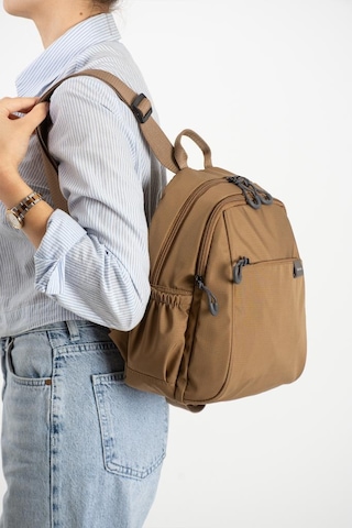 Baginn Kadın Sırt Çantası Ultra Hafif Paraşüt Kumaş Su İtici Kumaş Günlük Sırt Çantası Ölçüsü 30 24 Cm Kahverengi
