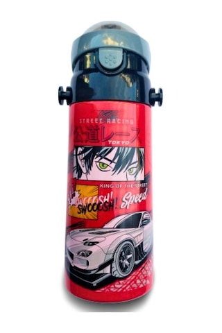 Askılı Pipetli Çelik Suluk Matara 550 Ml Kırmızı Kırmızı