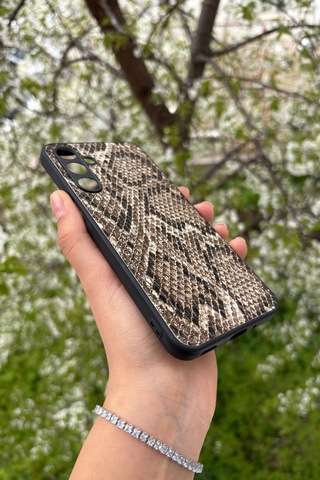 Samsung Uyumlu Galaxy A16 Yılan Desenli Kabartma Dokulu Kılıf Sarı