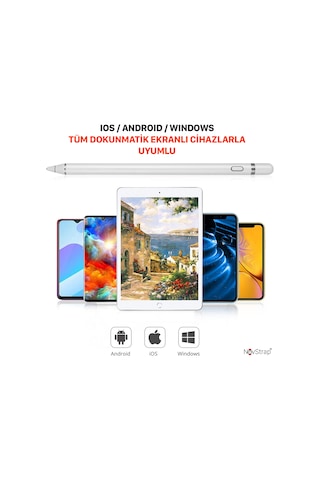 NovStrap Lenovo Tab M10/M10 Plus/M8/Yoga/P11 Plus Uyumlu Dokunmatik Kalem Pencil Active Stylus Kalem