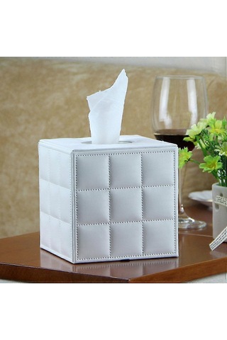 Kare Mendil Kutusu Tutucu Dekoratif Deri Mendil Kutusu Tutucu Modern Mendil Kutusu Banyo Lavabo Tezgahı İçin