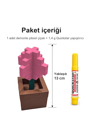 Piksel Alyum Biblo - 3d Baskı, Minecraft Esintili Pembe