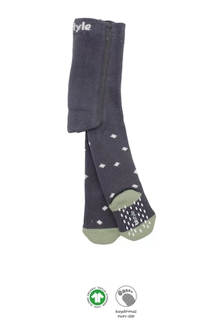 Tekli Puan Kaymaz Havlu Külotlu Çorap Antrasit Çok Renkli