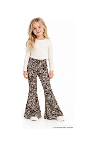 Bym Style Kız Çocuk Tayt Kaşkorse Likralı Leopar Desenli İspanyol Paça Lastikli Bel Çok Renkli