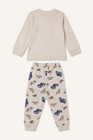 Defacto Baskılı Uzun Kollu Pijama Üstü Esnek Belli Uzun Pijama Altı 2li Pijama Takımı Erkek Bebek I1284a526aubg114 Bej-bg114