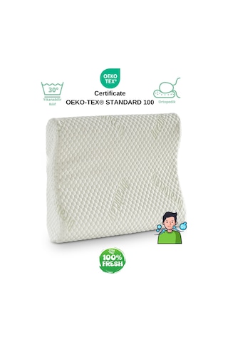 Rudu Breathe Easy Kılıflı Medikal,boyun Destekli Çift Taraflı Ortopedik Visco Yastık 51x41x13-11cm 1350gr Beyaz - Yeşil