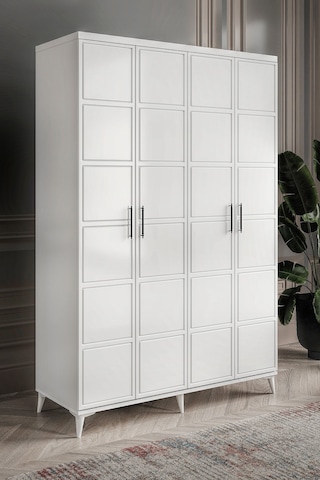 GuneyStore Milano 4 Kapaklı Komple Mdf Beyaz Gardırop