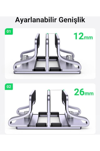 Ugreen Masaüstü Alüminyum Çift Yuvalı Dikey Notebook Macbook Laptop Standı
