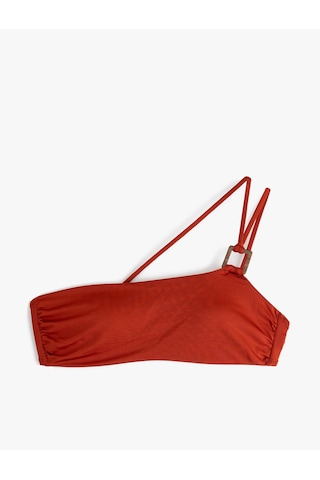 Koton Hafif Destekli Aksesuarlı Tek Omuz Bikini Üstü Kahverengi 5sak10022mm Kahve