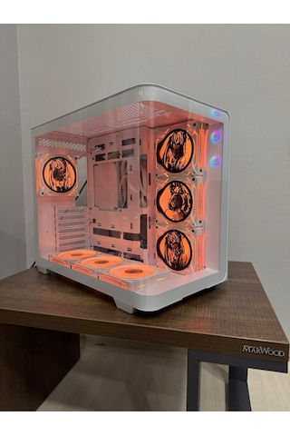 Anime Karakterli 7 Argb Fanlı Beyaz Kavisli Cam Akvaryum Kasa