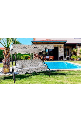 Viphomeconcept 3 Kişilik Süngersiz Bahçe Salıncak Minderi Kılıfı Çapa Beyaz