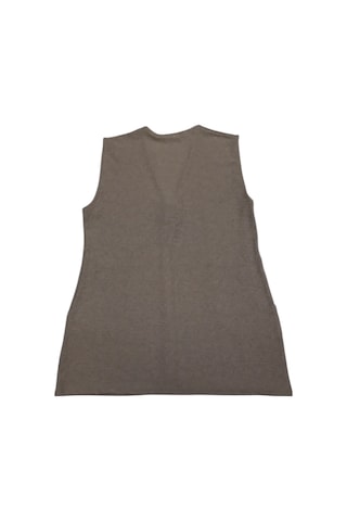 Kadın Önü Üç Düğmeli Jakarlı Cepli Kısa Yelek Krem