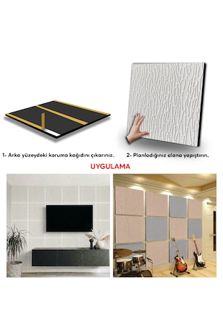 Tink Kendinden Yapışkanlı Akustik Ses Ve Isı Yalıtım Paneli Keçe Dekota Geometrik Desenli Beyaz 49x49 Cm