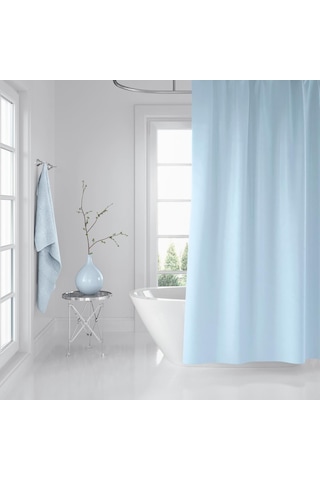 Zethome Banyo Duş Perdesi 0010 Mavi 120x200 Perde Borusu Askı Aparatı 90x130 Hediyeli Mavi