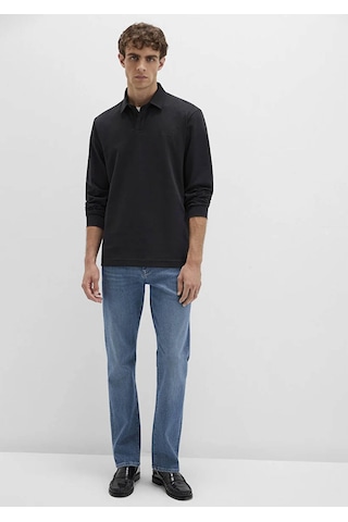 Mavi Düğme Detaylı Siyah Erkek Polo Yaka T-shirt M0613043-900 Siyah