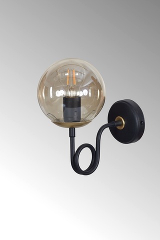 Luzarana Gali Sarı-siyah Metal Gövde Bal Rengi Camlı Tasarım Aplik