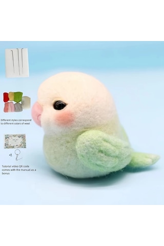 Hightower Beyaz İğneleme Keçe Seti - Yeni Başlayanlar İçin Qr Kodlu Tüylü Papağan Oyuncak Kiti Beyaz