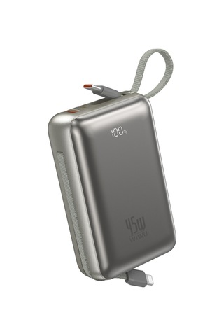 Wiwu As-182 Samsung Uyumlu Galaxy Pro Max Serisi Type-c Lightning Çıkışlı Powerbank Pd 45w 20000mah Gümüş