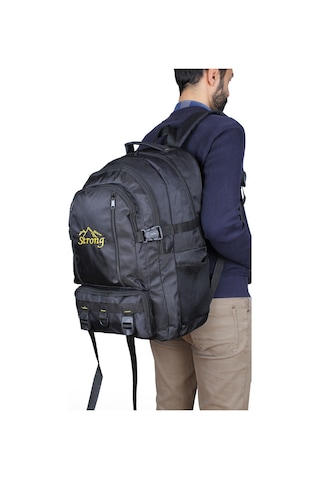 Strong Bag Strong 17-18.4 İnch Laptop Bölmeli Büyük Boy Sırt Çantası ,dağcı Çantası,seyahat Kamp Çantası Siyah