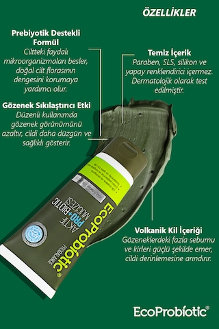 Prebiyotikli Volkanik Kil Maskesi 100 Ml + Gözenek Sıkılaştırıcı Etki Tüm Ciltler İçin