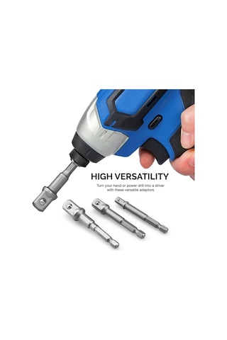 3 Lü Hex Elektrikli Matkap Bit Sürücü Soket 1/4 "3/8" 1/2 "soket Bit Adaptörü Matkap Somun Anahtarı