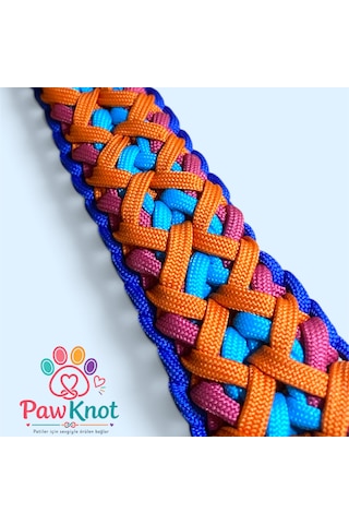 Knottybone Paracord Köpek Tasması Hand Made El Yapımı Lacivert - Mavi - Turuncu - Koyu Pembe