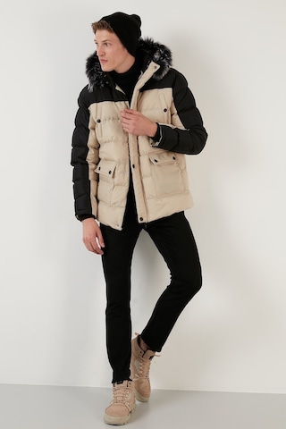 Buratti Slim Fit Çıkarılabilir Suni Tüylü Kapüşonlu Şişme Erkek Mont 5760076 Siyah-Taş