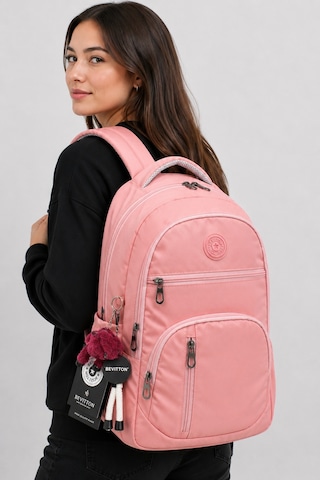 Pudra Vizon Unisex Okul Çantası Su Geçirmez Kumaş Unisex Okul Sırt Çantası 1700 Pembe