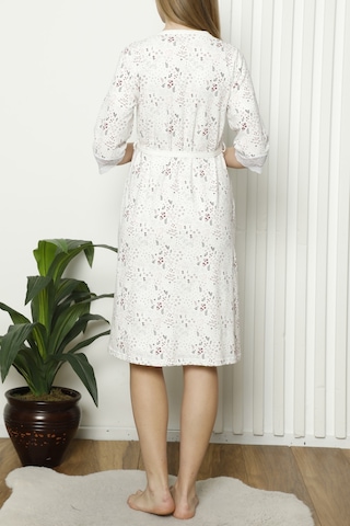 Hamile Sabahlık Tunik Gecelik İkili Takım Likralı Beyaz