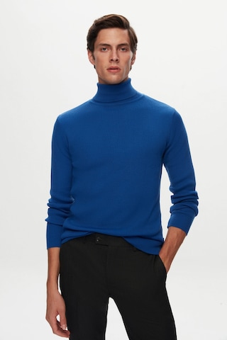 Twn Slim Fit Saks Mavi Rib Örgü Kazak 5ec0606317641 750