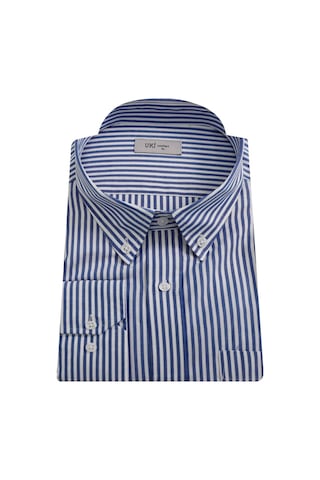 Uki Mavi Çizgili Comfort Fit Gömlek Mavi