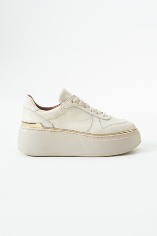 Dericia Shoes Nica Hakiki Deri Kadın Günlük Rahat Sneaker Ayakkabı Bej