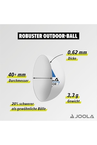Joola Üniseks - Yetişkin Tt Topu Dış Mekan Masa Tenisi Topları Outdoor 40+mm Masa Tenisi Antrenman Topları Beyaz 6'lı Paket
