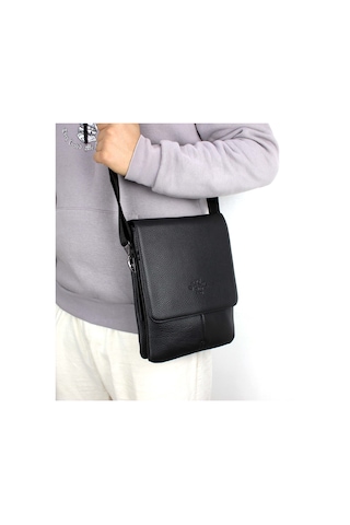 Derise Club Erkek Siyah Renk Omuz Çantası Kapaklı Postacı Çanta Siyah