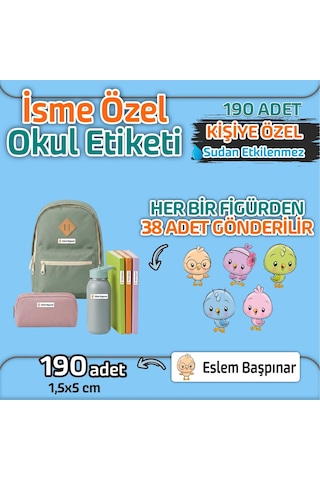 Kapbirhediye Okul Etiketi Isme Özel Kalem Defter Etiketi Sevimli Kuşlar 2 Temalı 190 Adet Çok Renkli
