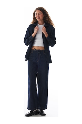 Penti Koyu Denim Relax Shirt Uzun Kollu Bluz Koyu Denım