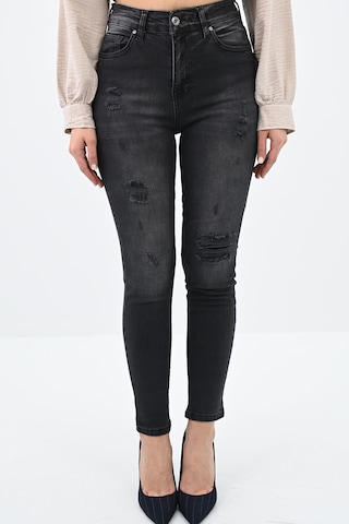 Kadın Yüksek Bel Yırtmaçlı Füme Jean Pantolon 6190-23 001