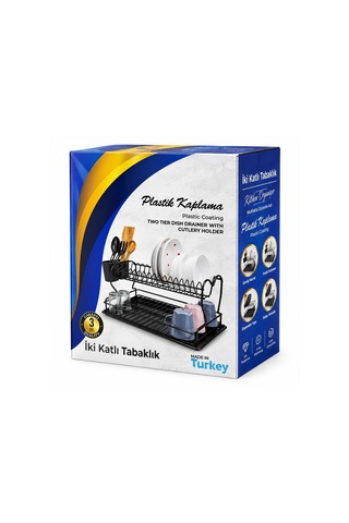 Krt Metal Tabaklık Çift Katlı Siyah Lüks Tasarım