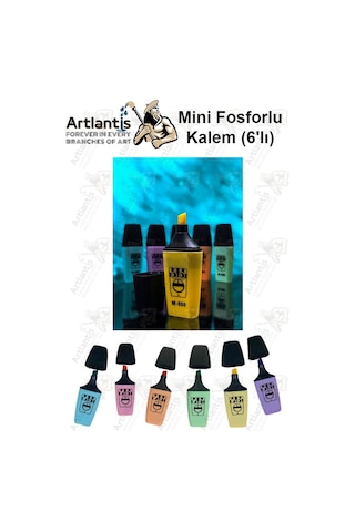 Mini Fosforlu Kalem 1 Paket 6 Renk Sevimli Mini İşaret Kalemi 6 Lı Fosforlu Kalem Çok Renkli