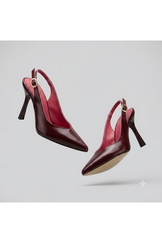 Kindep Park Moda Burnu Kapalı Topuklu 8 Cm Kadın Ayakkabı Bordo