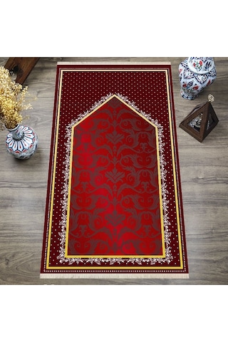 Dijital Baskılı, Yıkanabilir, Yumuşak Dokulu Çocuk Ve Yetişkin Seccade S-dot-sn-049 Kırmızı