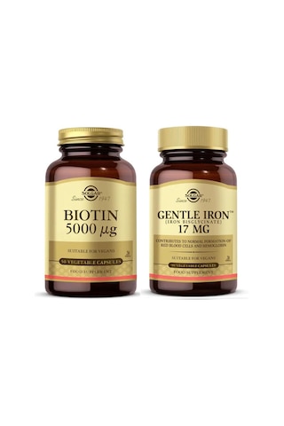 Solgar Biotin 5000 Mcg 50 Kapsül Gentle Iron 17 Mg 90 Kapsül
