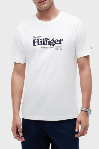 Tommy Hilfiger % 100 Pamuk Regular Fit Bisiklet Yaka T Shirt Erkek T Shirt Mw0mw43448 Ybr Beyaz