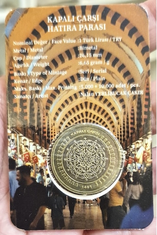 Kapalı Çarşı 1 Lira 2025 Hatıra. İnfo Kartında Çil.