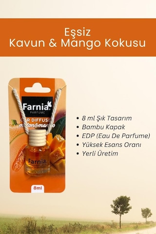 Farnia Yüksek Esanslı Askılı Araç Kokusu Edp Parfüm Mango Kavun 8 Ml