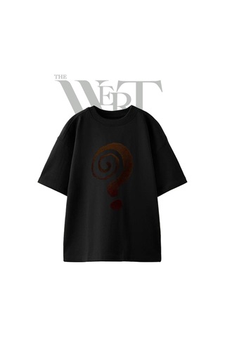 Thewert Spiral Soru Isareti Tasarım Baskılı Ünisex Siyah Oversize T-shirt