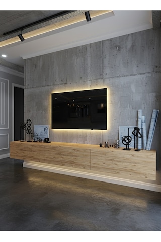 Resital Ledli Duvara Monte Tv Sehpası - Çam - W6008-6 Çam