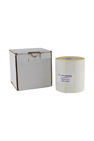 Kuşe Etiket 100mm X 30mm Ruloda 1500 Adet 40mm Kuka Çapında Baskısız Barkod Yazıcı Etiketi Diğer