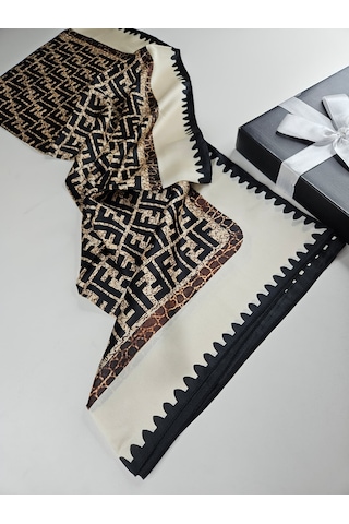 Miorel Scarfs Premium Yeni Sezon F Desen İpek Vual Şal Silk Scrafs Shawl Hijab Krem